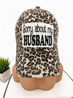 Leopard Print 'Sorry About My Husband' Patch Cap